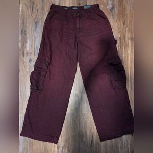 Wild Fable Cargo Pants Women Size 6 Burgundy Red Mid Rise Straight Leg NWT